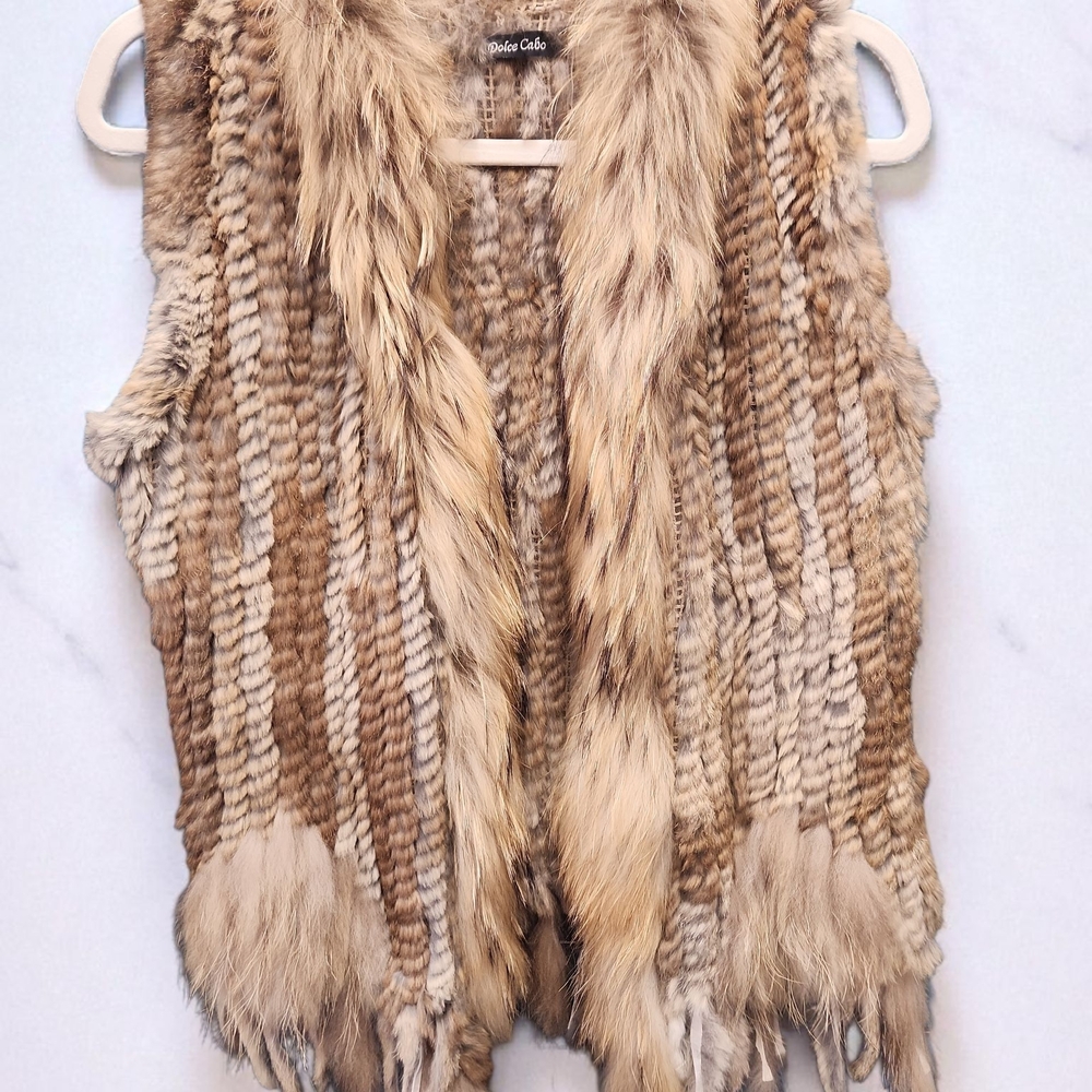 Dolce Cabo Real Fur Vest in Gray and Tan (B2)